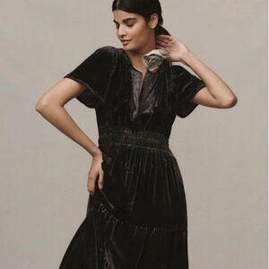 Anthropologie Somerset Velvet Dress Gunmetal PS